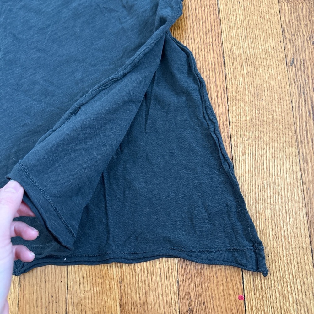 Free People Washed Black Sleeveless Tank Top with Side Slits - Picture 4 of 5